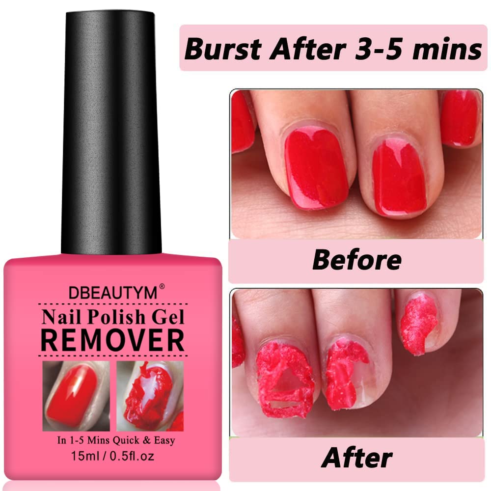 DBEAUTYM 4 Pack Gel Nail Polish Remover,Gel Polish Remover For Nails In 1-5 Mins - Quick & Easy Gel Polish Remover Gift Set- Don't Hurt Nails, Professional Non-Irritating Nail Polish Gel Remover - 0.5 Fl Oz